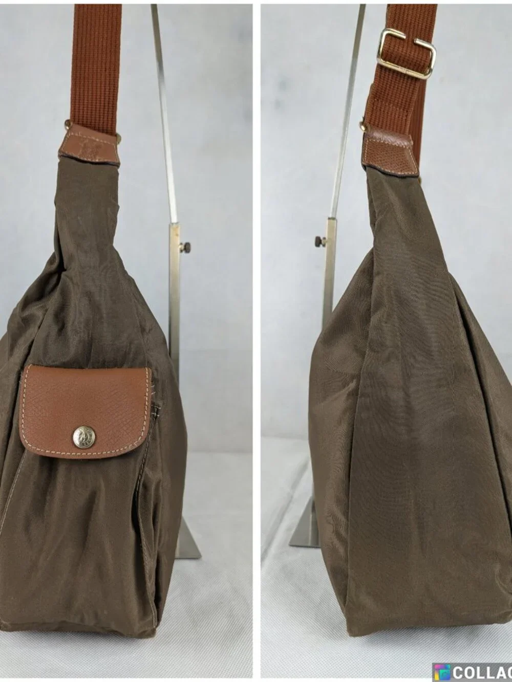 Longchamp le Pliage Crossbody Shoulder Hobo Bag Green - Pre-Loved - Authentic